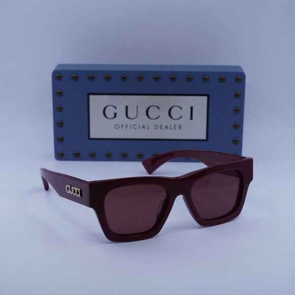 Gucci GG1835SA 003 Square Sunglasses - Burgundy/Red - Picture 1 of 10